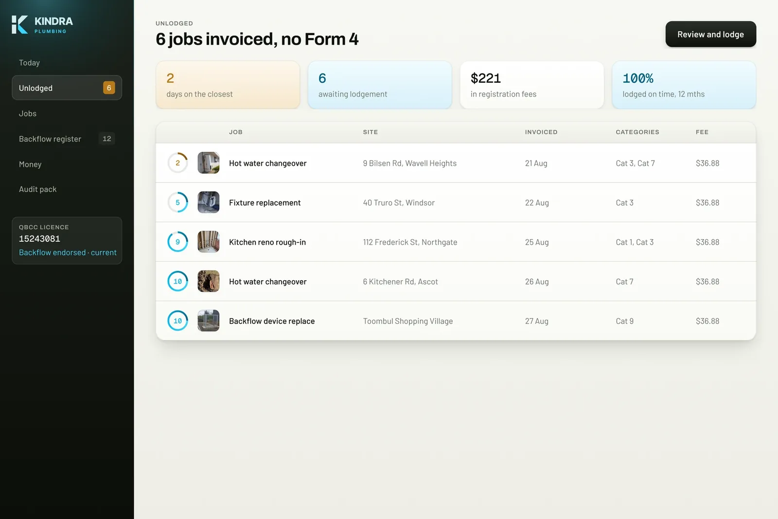 Unlodged board